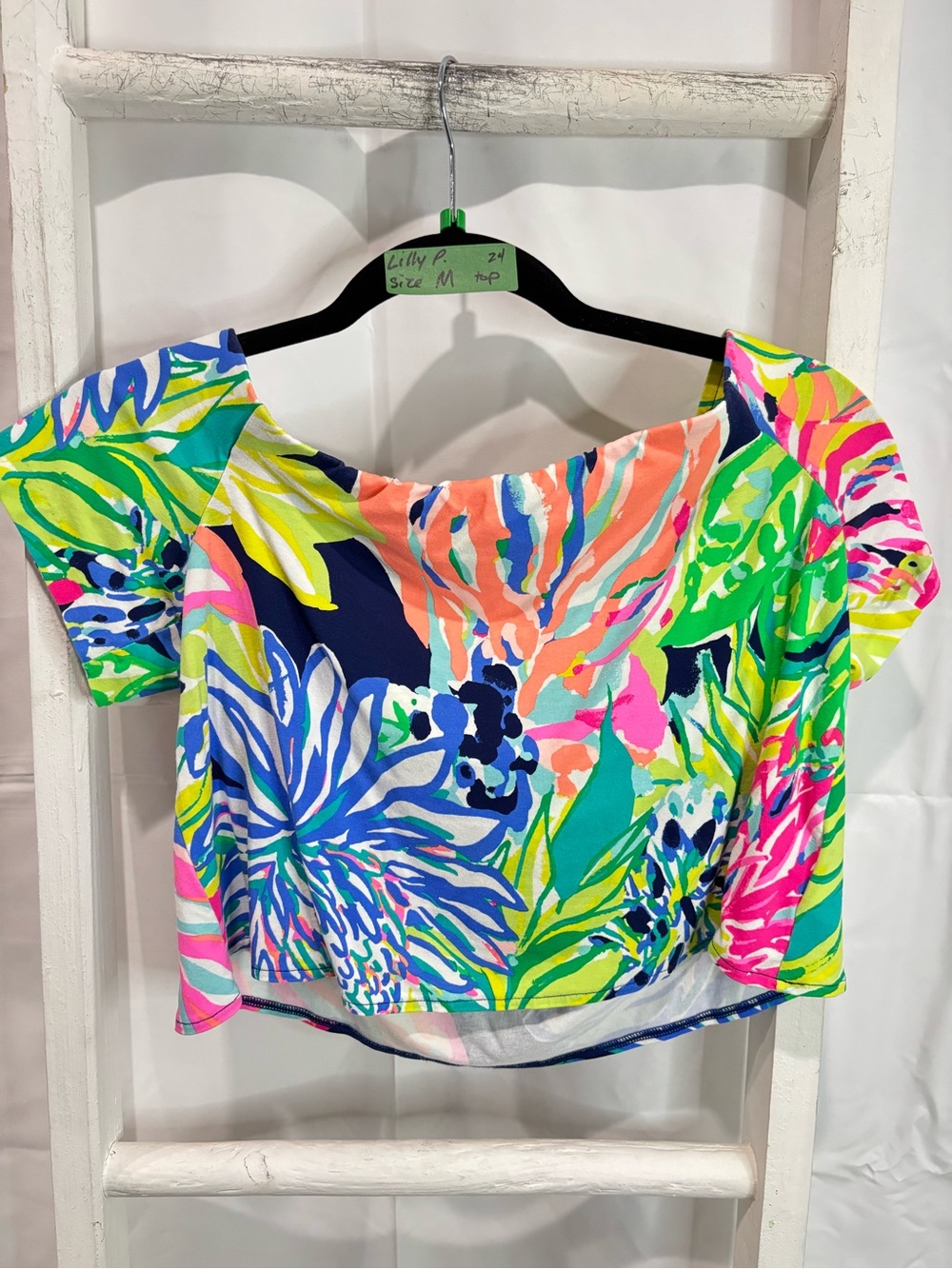 Lilly Pulitzer Neon Floral Off-Shoulder Crop Top